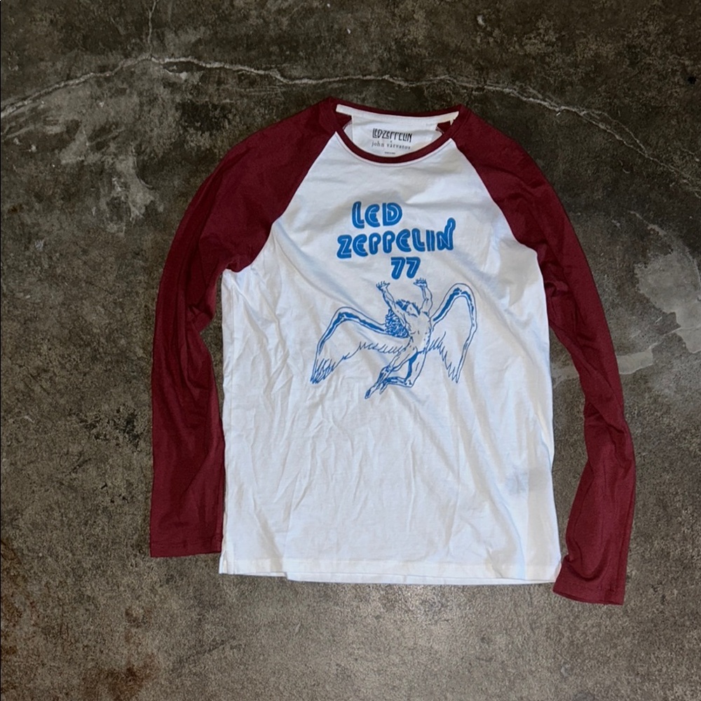 John Varvatos Led Zeppelin Burgundy and White Tee